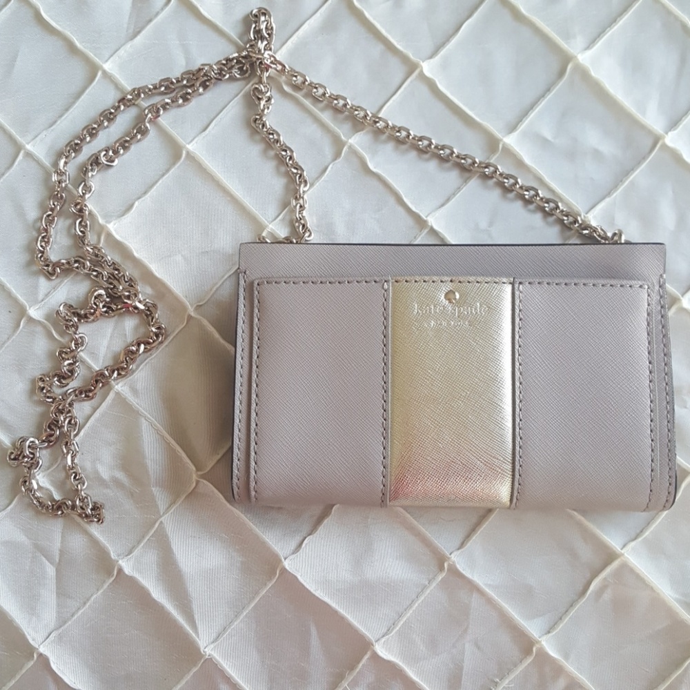 Kate Spade pink and gold crossbody purse